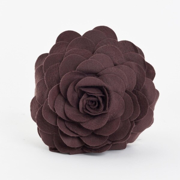 Rlm Distribution 16 in. Rose Flower Design Poly Filled Throw Pillow, Chocolate - HO3198415