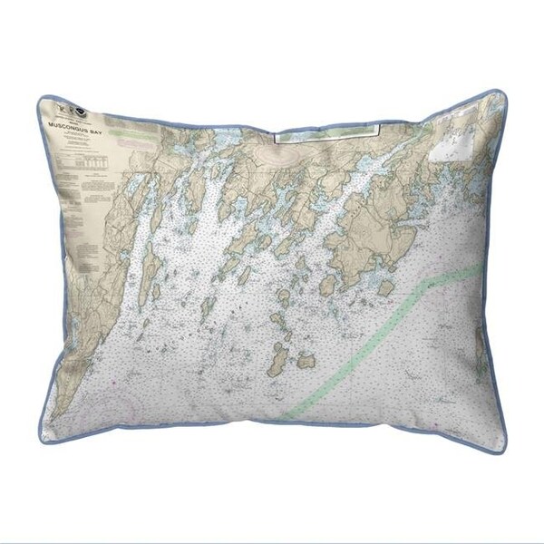 Betsy Drake Betsy Drake HJ13301MB Muscongus Bay; ME Nautical Map Large Corded Indoor & Outdoor Pillow - 16 x 20 in. - HJ13301MB