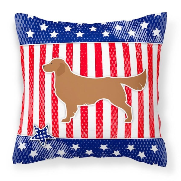 Jensendistributionservices USA Patriotic Golden Retriever Fabric Decorative Pillow - MI2550100