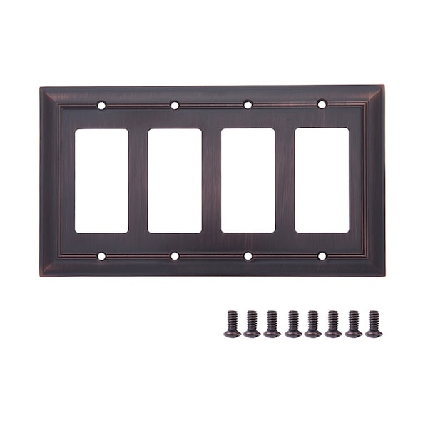 South Main Hardware Quadruple Gang Wall Plate, Oil Rubbed Bronze - SH564-OR-1