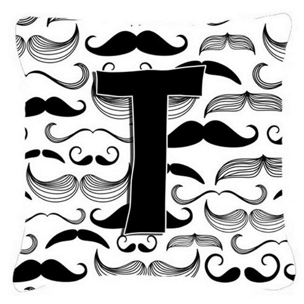 Carolines Treasures Carolines Treasures CJ2009-TPW1818 Letter T Moustache Initial Canvas Fabric Decorative Pillow - CJ2009-TPW1818