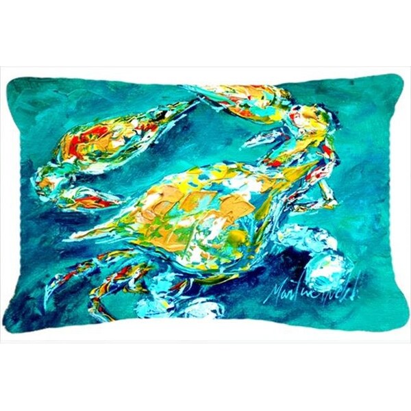 Carolines Treasures Carolines Treasures MW1162PW1216 By Chance Crab In Aqua Blue Indoor & Outdoor Fabric Decorative Pillow - MW1162PW1216
