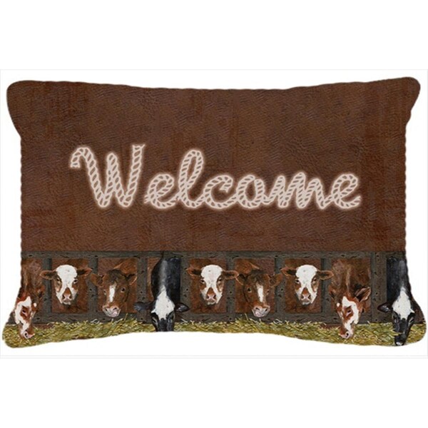 Carolines Treasures Welcome Mat With Cows Indoor & Outdoor Fabric Decorative Pillow - CA75378