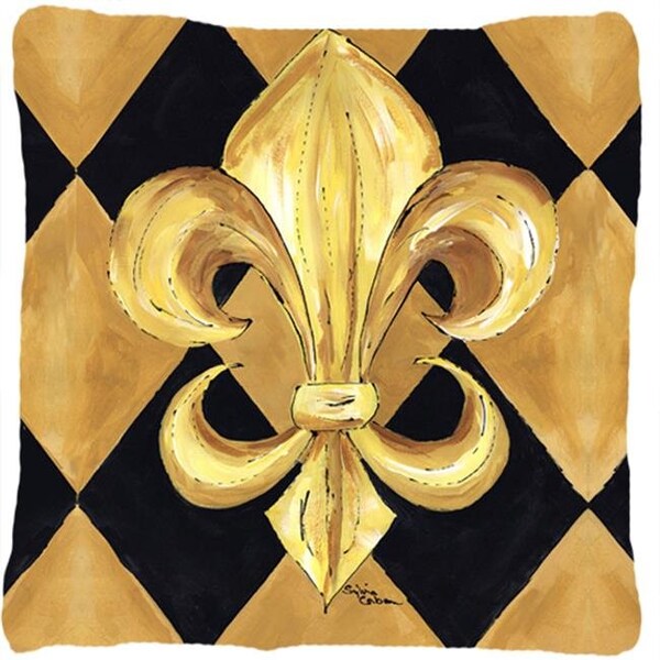 Carolines Treasures Carolines Treasures 8125PW1414 14 x 14 in. Black and Gold Fleur de lis New Orleans Decorative Fabric Pillow - 8125PW1414