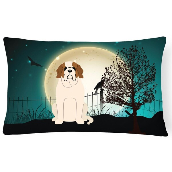 Carolines Treasures Halloween Scary Saint Bernard Canvas Fabric Decorative Pillow - BB2225PW1216