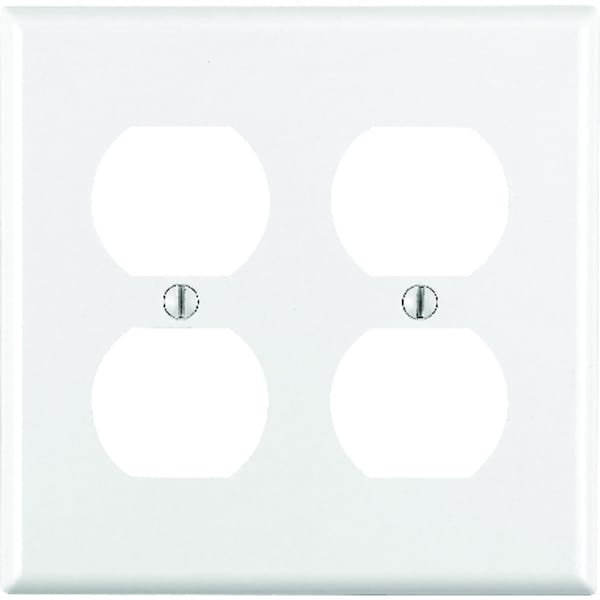 Leviton White 2 gang Thermoset Plastic Duplex Outlet Wall Plate - 88016-000