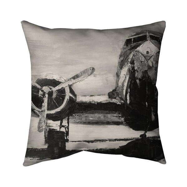 Begin Home Decor 20 x 20 in. Sepia Airplane-Double Sided Print Indoor Pillow - 5541-2020-TR20-1-CR