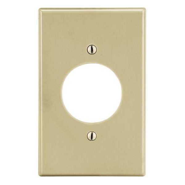 Hubbell Single Receptacle Wall Plate, Number of Gangs: 1 Plastic, Smooth Finish, Ivory - P720I