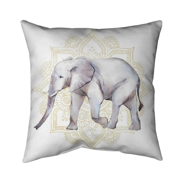 Fondo 26 x 26 in. Elephant on Mandalas-Double Sided Print Indoor Pillow - FO2796381