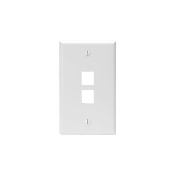 Leviton 2-Port Wallplate Unloaded, 1-Gang Use W/Snap-In Modules, Quickport WH - 41080-2WP