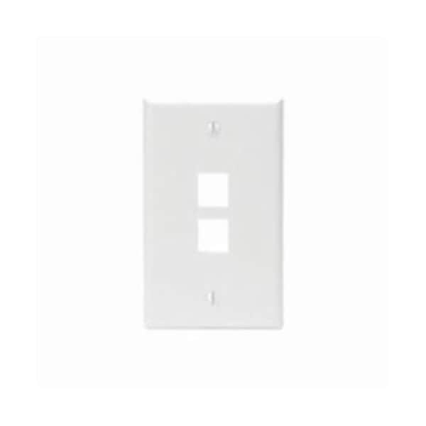 Leviton 2-Port Wallplate Unloaded, 1-Gang Use W/Snap-In Modules, Quickport WH - 41080-2WP