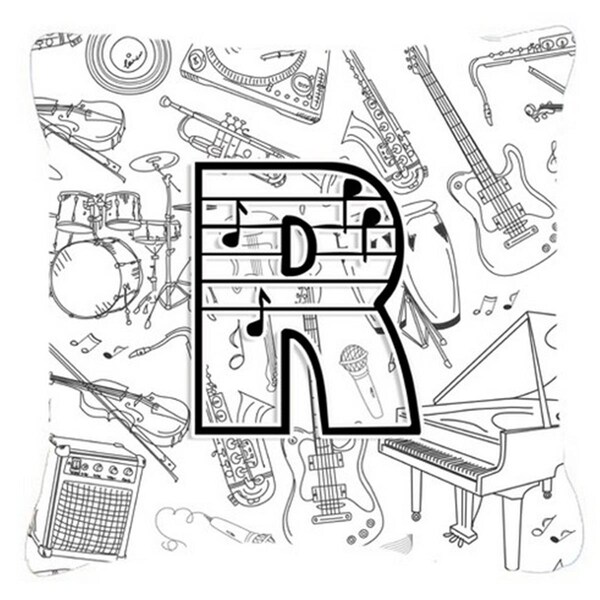 Jensendistributionservices Letter R Musical Note Letters Canvas Fabric Decorative Pillow - MI2555852