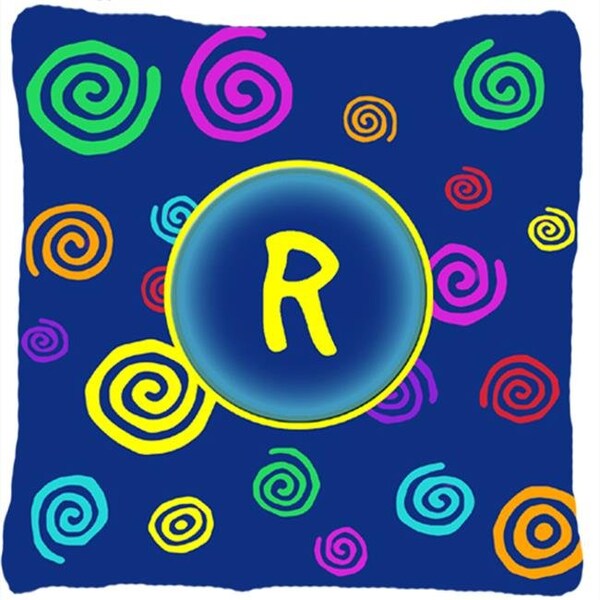 Carolines Treasures Carolines Treasures CJ1011-RPW1414 Letter R Initial Monogram - Blue Swirls Decorative Indoor & Outdoor Fabric Pillow - CJ1011-RPW1414