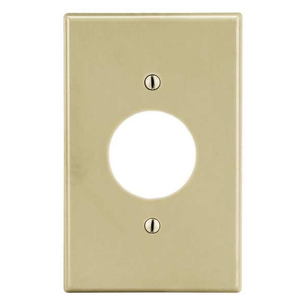 Hubbell Single Receptacle Wall Plate, Number of Gangs: 1 Plastic, Smooth Finish, Ivory - P7I