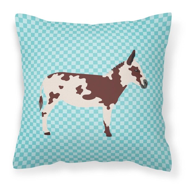 Jensendistributionservices American Spotted Donkey Blue Check Fabric Decorative Pillow, 14 x 14 in. - MI2100779