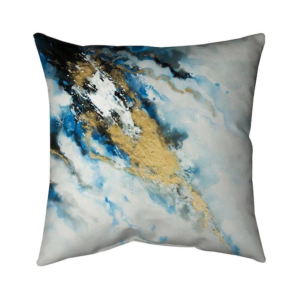 Fondo 26 x 26 in. Blue & Gold Marble-Double Sided Print Indoor Pillow - FO2773668