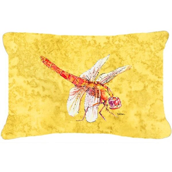 Carolines Treasures Carolines Treasures 8866PW1216 12 x 16 In. Dragonfly on Yellow Indoor & Outdoor Fabric Decorative Pillow - 8866PW1216