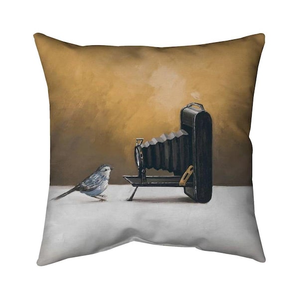 Begin Home Decor 20 x 20 in. Old Camera with Bird-Double Sided Print Indoor Pillow - 5541-2020-AN163-1