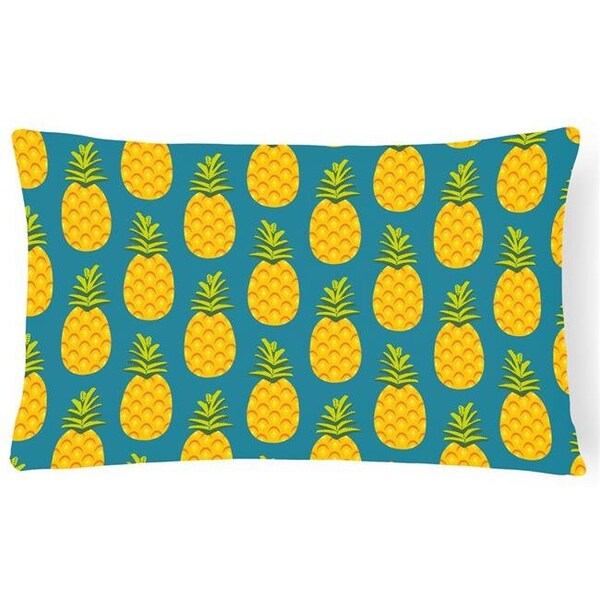 Carolines Treasures Carolines Treasures BB5145PW1216 Pineapples on Teal Canvas Fabric Decorative Pillow - BB5145PW1216