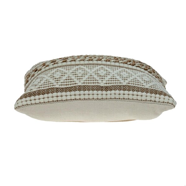 Homeroots 17.72 x 17.72 x 4 in. Linen & Brown Jute Throw Pillow - 383176
