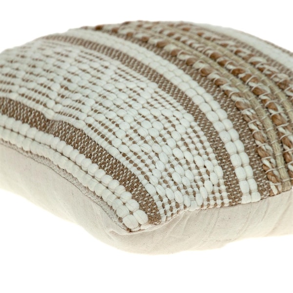 Homeroots 17.72 x 17.72 x 4 in. Linen & Brown Jute Throw Pillow - 383176