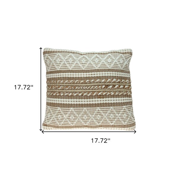 Homeroots 17.72 x 17.72 x 4 in. Linen & Brown Jute Throw Pillow - 383176