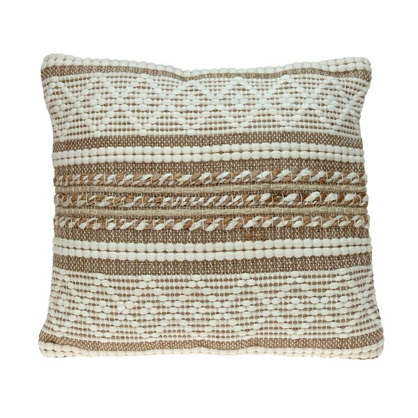 Homeroots 17.72 x 17.72 x 4 in. Linen & Brown Jute Throw Pillow - 383176