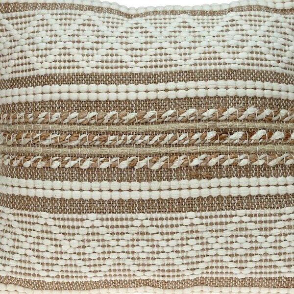 Homeroots 17.72 x 17.72 x 4 in. Linen & Brown Jute Throw Pillow - 383176