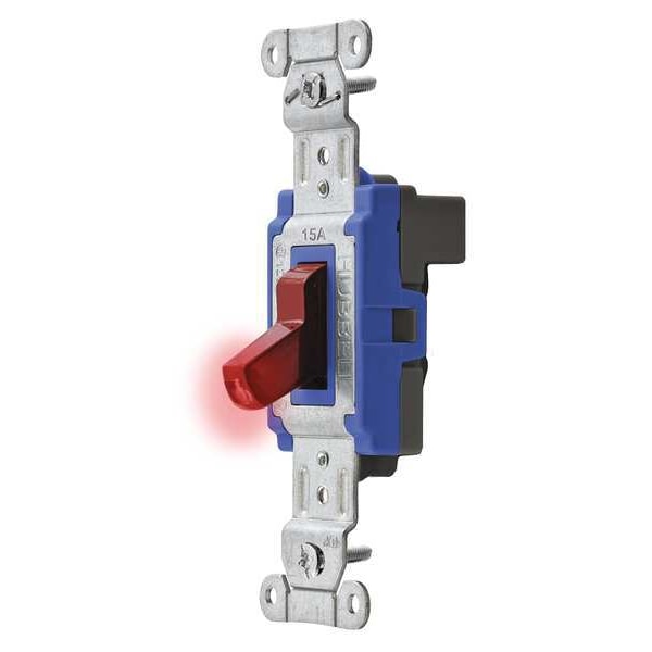Hubbell Pilot Lit Wall Swtch, 1-Pole, 120/277V, 15A - SNAP1201PLRNA