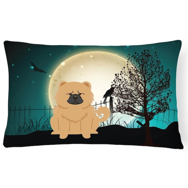 Carolines Treasures Halloween Scary Chow Chow Cream Canvas Fabric Decorative Pillow - BB2334PW1216