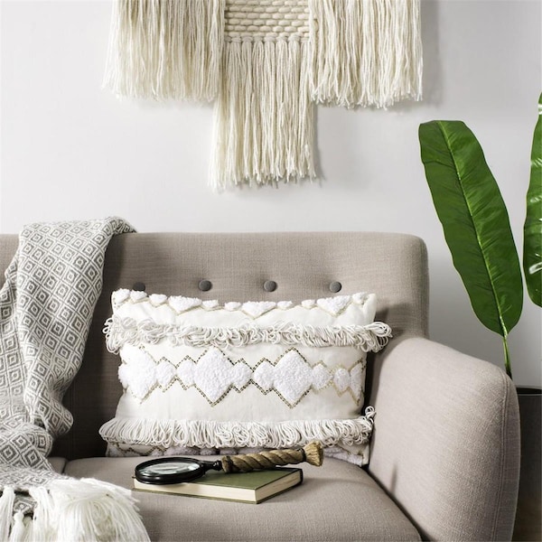 Safavieh 12 x 20 in. Marlin Pillow, White - PLS152A-1220
