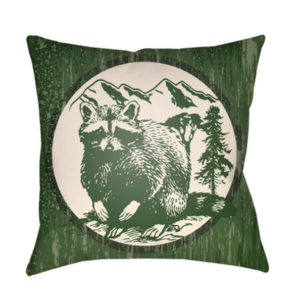 Artistic Weavers Lodge Cabin Raccoon Ridge Poly Filled Pillow - Dark Green & Beige - 22 x 22 in. - LGCB2008-2222