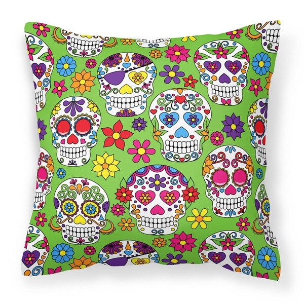 Jensendistributionservices Day of the Dead Green Fabric Decorative Pillow - 18 x 3 x 18 in. - MI2550434