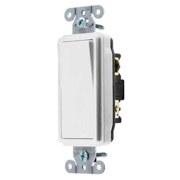 Hubbell Wall Switch, 3-Way, 120/277V, 15A, Wht, Rockr - DS315W