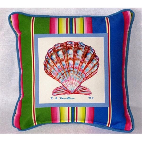 Betsy Drake Betsy Drake SN112 Scallop Shell Small Outdoor-Indoor Pillow 12"x12" - SN112