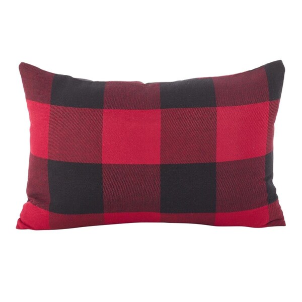 Rlm Distribution SARO  13 x 20 in. Rectangle Buffalo Check Plaid Design Cotton Down Filled Throw Pillow  Red - HO2657608