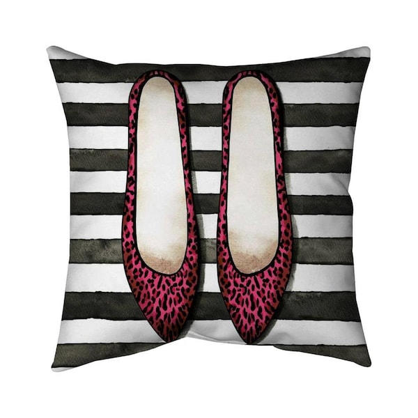 Begin Home Decor 26 x 26 in. Leopard Pink Shoes-Double Sided Print Indoor Pillow - 5541-2626-FA6-1