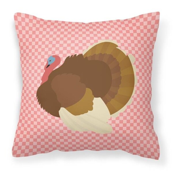 Carolines Treasures Carolines Treasures BB7990PW1414 French Turkey Dindon Pink Check Fabric Decorative Pillow; 14 x 14 in. - BB7990PW1414