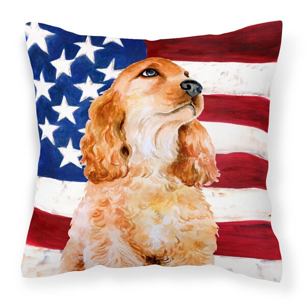 Jensendistributionservices Cocker Spaniel Patriotic Fabric Decorative Pillow - MI2551647
