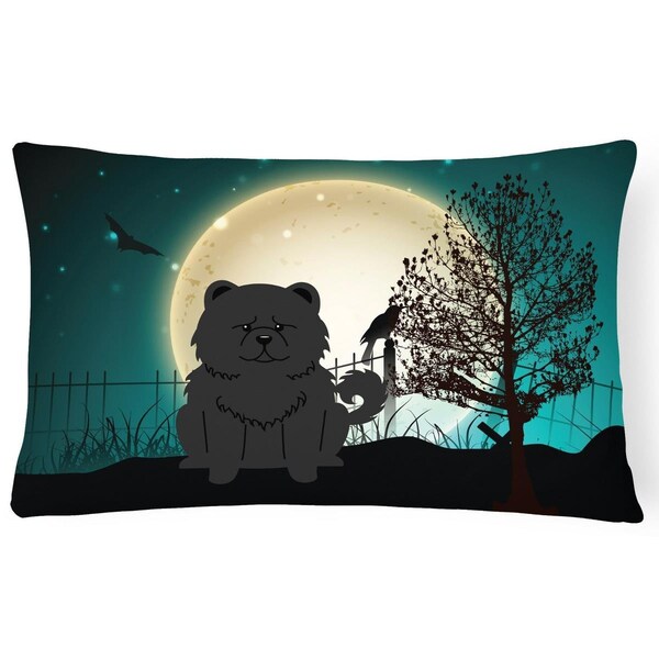 Carolines Treasures Halloween Scary Chow Chow Black Canvas Fabric Decorative Pillow - BB2333PW1216