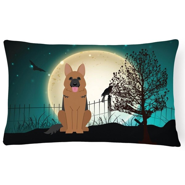 Carolines Treasures Halloween Scary German Shepherd Canvas Fabric Decorative Pillow - BB2257PW1216