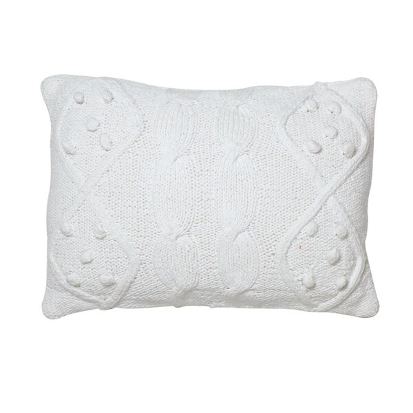 Dare2Decor 14 x 20 in. French Knot White Cushion Pillow - DA2675963
