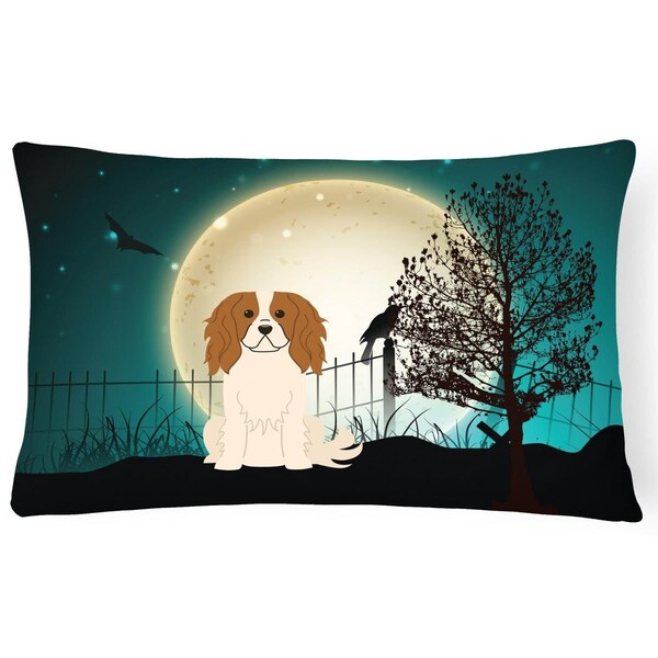 Carolines Treasures Halloween Scary Cavalier Spaniel Canvas Fabric Decorative Pillow - BB2248PW1216