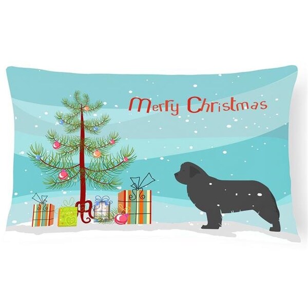 Carolines Treasures Carolines Treasures BB2982PW1216 Newfoundland Merry Christmas Tree Canvas Fabric Decorative Pillow - BB2982PW1216