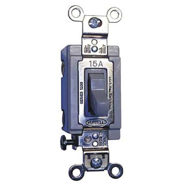 Hubbell Wall Swtch, 3-Way, 120/277V, 15A, Gray, Toggl - HBL1203GY