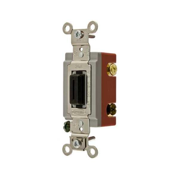 Hubbell Wall Switch, 4-Way, 120/277V, 20A, Brn, Toggl - HBL1224L