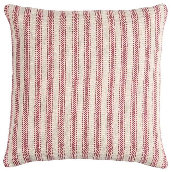 Homeroots Red & Natural Ticking Stripe Throw Pillow - 403222