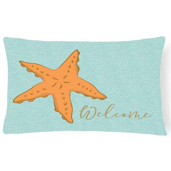 Carolines Treasures Carolines Treasures BB8559PW1216 Starfish Welcome Canvas Fabric Decorative Pillow - BB8559PW1216