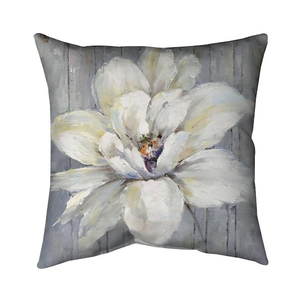 Fondo 26 x 26 in. White Flower on Wood-Double Sided Print Indoor Pillow - FO2774241
