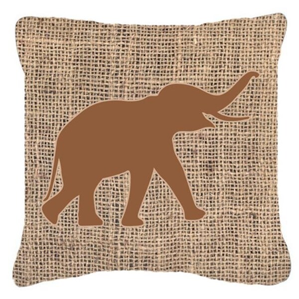 Carolines Treasures Carolines Treasures BB1011-BL-BN-PW1818 18 x 18 in. Elephant Burlap And Brown Indoor & Outdoor Fabric Decorative Pillow - BB1011-BL-BN-PW1818